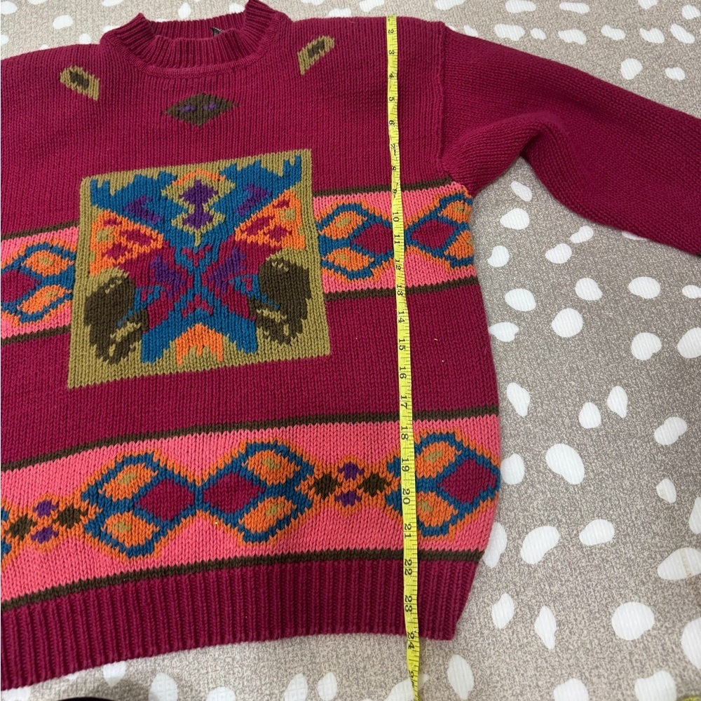 Vintage 90s PASTA chunky Knit Sweater Ramie Cotton butterfly Pullover colorful - Picture 6 of 11